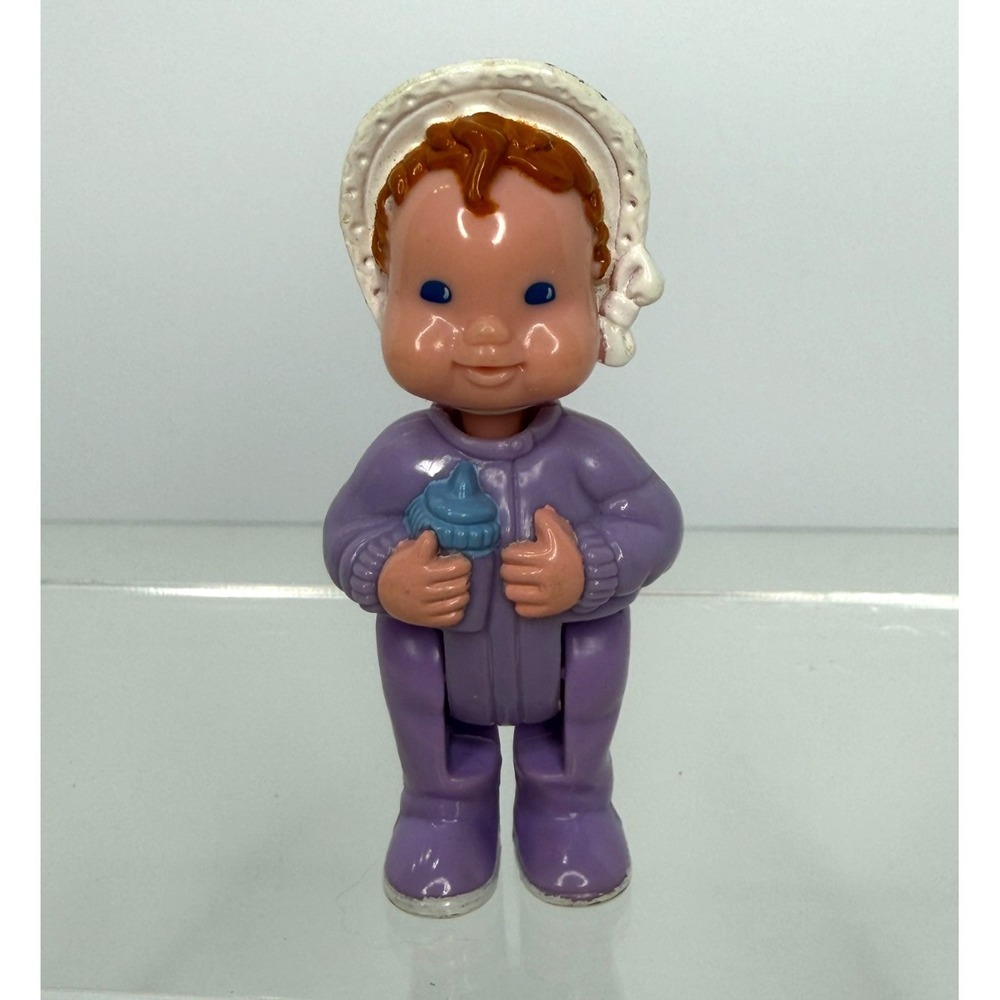 Fisher-Price Loving Family Dollhouse 1994 Baby Girl Doll Figure Purple w/Bottle